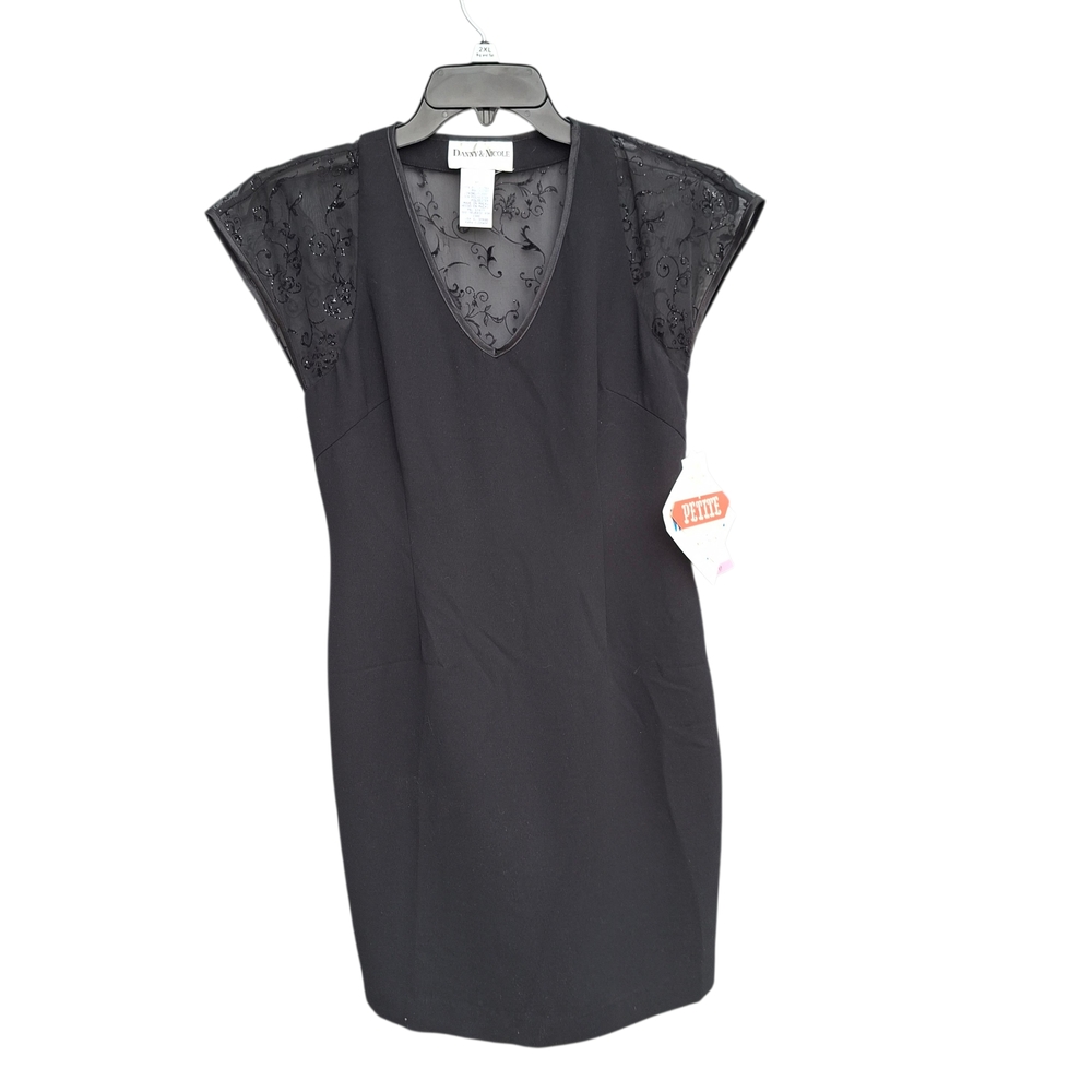 NWT Danny & Nicole Black V-Neck Midi Dress Back Top Lace Size 8P